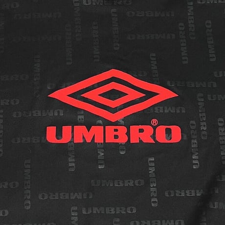 【USED】90'S OLD UMBRO MOCK NECK FOOTBALL T-SHIRT BLACK × RED