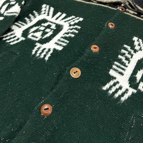 【USED】90'S ECUADOR WOOD BUTTON KNIT CARDIGAN