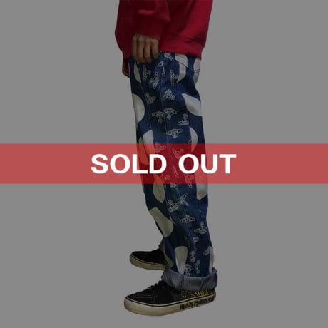 【USED】80'S VIVIENNE WESTWOOD ORB × SPOT DENIM PANTS