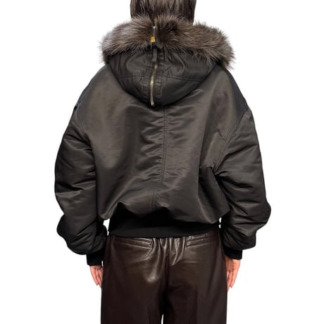 【USED】90's Jean Paul Gaultier Jeans Hooded Bomber Jacket with Removable Fur Trim