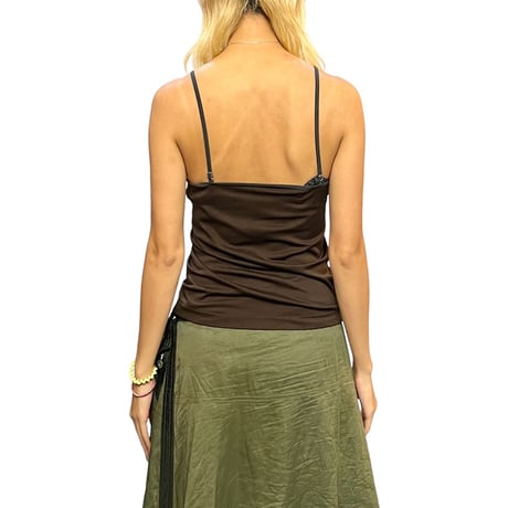 【USED】00's BROWN CAMISOLE BLACK PIPING