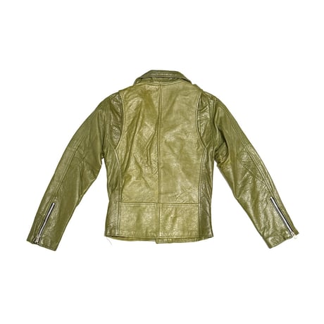 【USED】90's Faded Khaki Leather Compact Double Riders Jacket