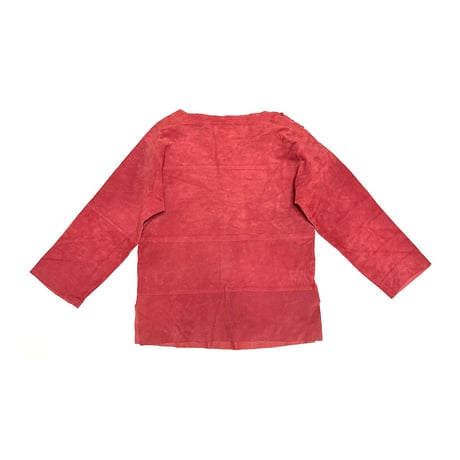 【USED】80's Euro Vintage Dusty Red Perforated Leather Lace-Up Top