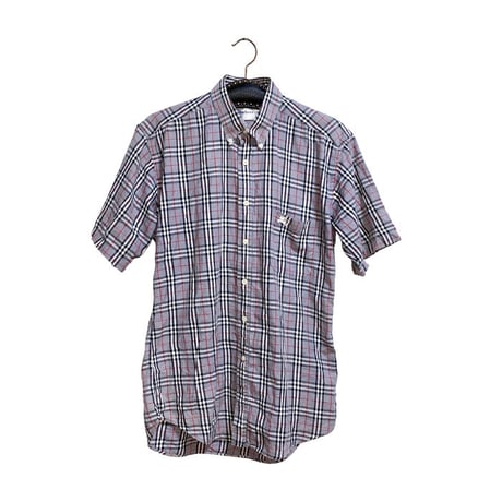 【USED】90'S BURBERRYS GRAY NOVA CHECK S/S B.D SHIRT
