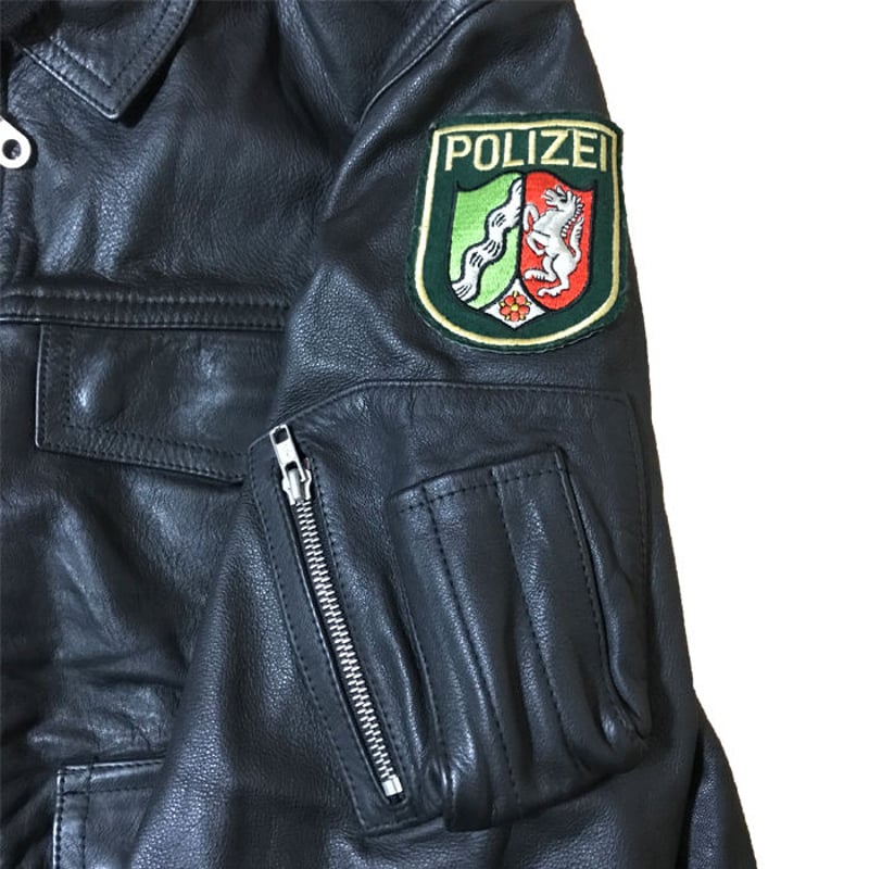 実物 ドイツ警察 POLICE LEATHER JACKET 52 - レザージャケット