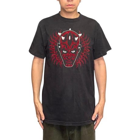 【USED】90's-00's Star Wars Episode 1 Darth Maul Flocked Print T-Shirt