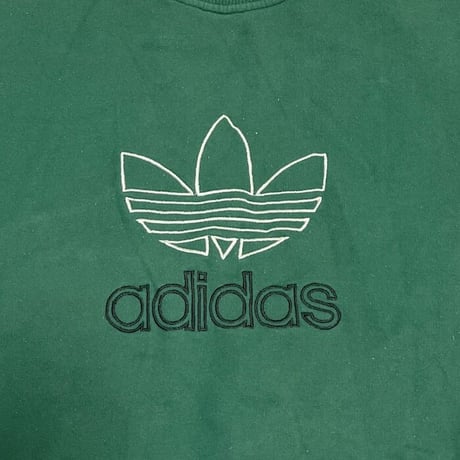 【USED】80'S ADIDAS TREFOIL EMBROIDERY SWEATSHIRT GREEN