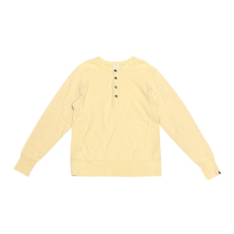 【USED】90's A BATHING APE Reverse Weave Henley Neck Sweatshirt Ivory