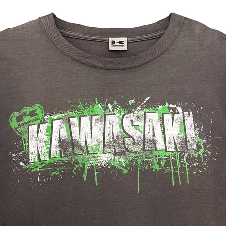 【USED】00's Kawasaki "Splash Logo" Faded Black L/S T-shirt