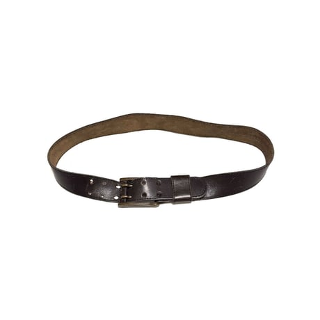 【USED】90's French Double-Prong Leather Belt Dark Brown