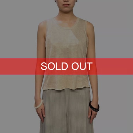 【USED】00's JIL SANDER Sheer Viscose Knit Tank Top Beige