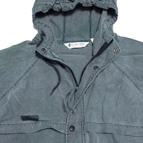 【USED】90's Columbia VINTAGE COTTON HOODED JACKET FADE GREEN