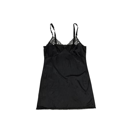 【USED】60's-70's LINGERIE SLIP MINI DRESS BLACK