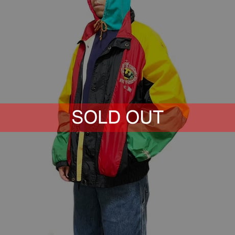 【USED】90'S BOOTLEG STUSSY RASTA COLOR NYLON JACKET