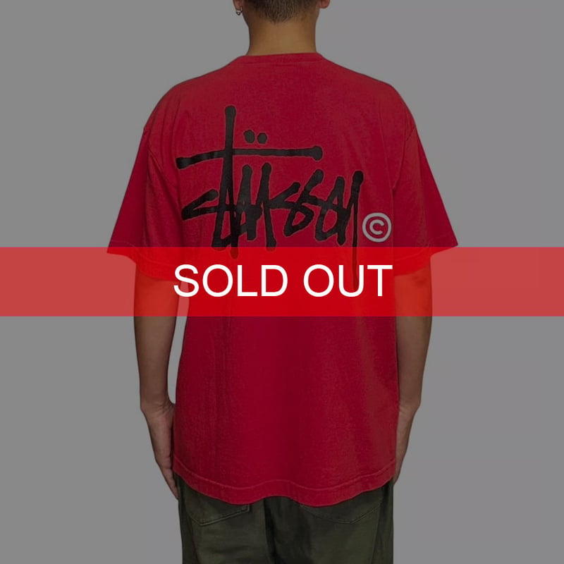 USED】90's STUSSY Big Logo T-shirt Red Made in