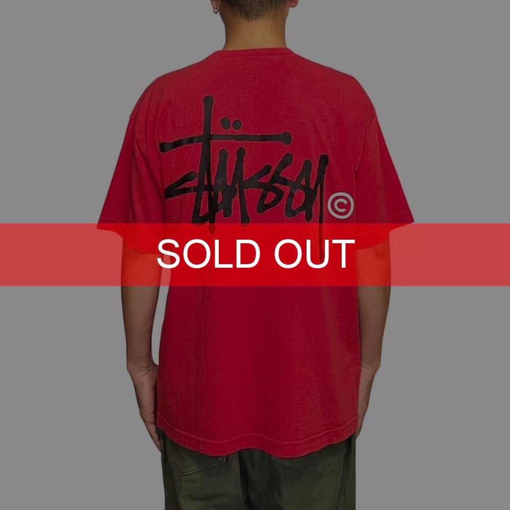 USED】90's STUSSY Big Logo T-shirt Red Made in