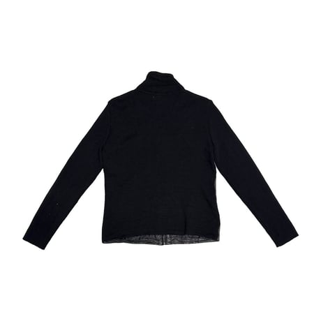 【USED】00's Eddie Bauer Leather × Merino Wool Hybrid Zip Jacket Black