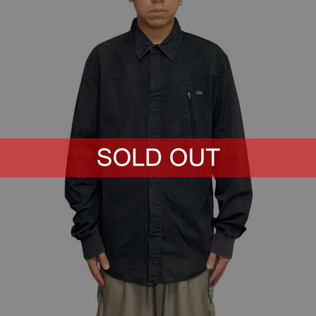 【USED】00's NIKE SUN FADE SLEEVE RIB SHIRT