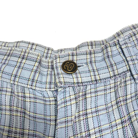【USED】80's OLD STUSSY CHECK SHORTS SKY BLUE