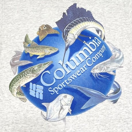 【USED】90'S COLUMBIA FISH PRINT T-SHIRT