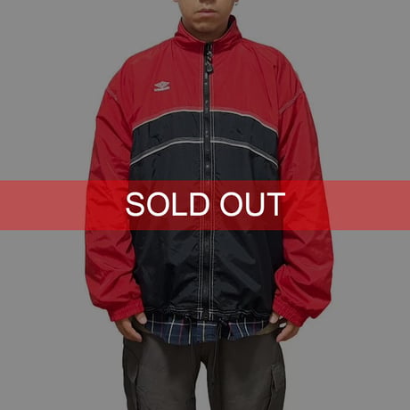 【USED】90'S-00'S UMBRO NYLON TRACK JACKET RED × BLACK