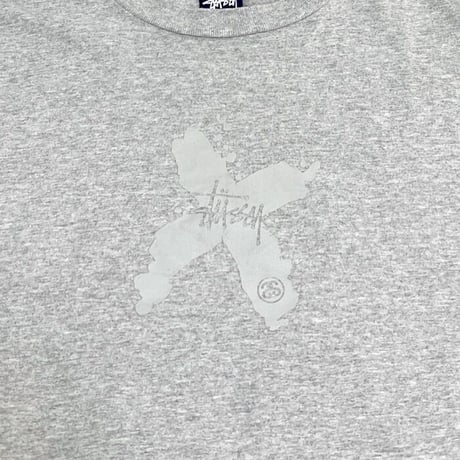 【USED】90'S STUSSY SPLASH "X" L/S T-SHIRT GRAY