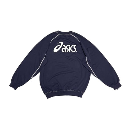 【USED】90's-00's asics Contrast Stitch Euro Team Sweatshirt Navy