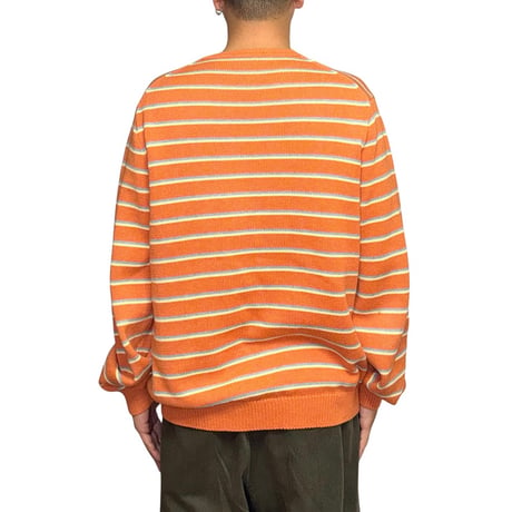 【USED】00's J.CREW Orange Multi-Stripe Cotton Knit Sweater