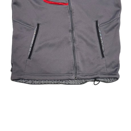 【USED】00's NIKE SPHERE DRY Asymmetrical Front-Zip Tech Hoodie Grey / Red