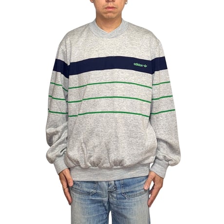【USED】70's-80's adidas "Ventex Production" France Made Line Panel Sweatshirt