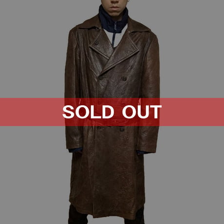 【USED】ITALIAN LEATHER COAT BROWN