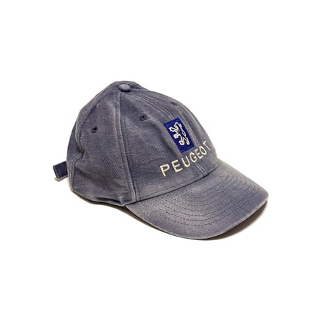 【USED】90's PEUGEOT Embroidered Logo Cap Faded French Blue