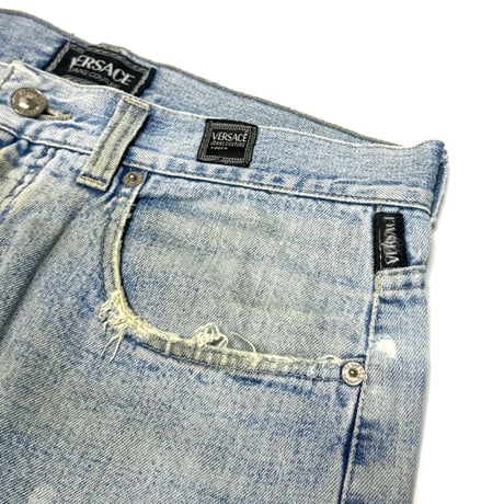 【USED】90's VERSACE JEANS COUTURE DAMAGED DENIM PANTS