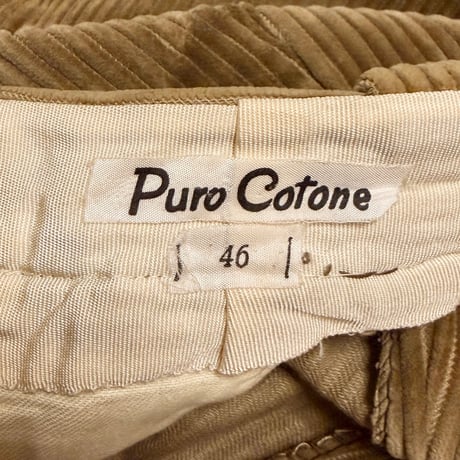 【USED】70's Italian Puro Cotone Wide-Wale Corduroy Tapered Pants