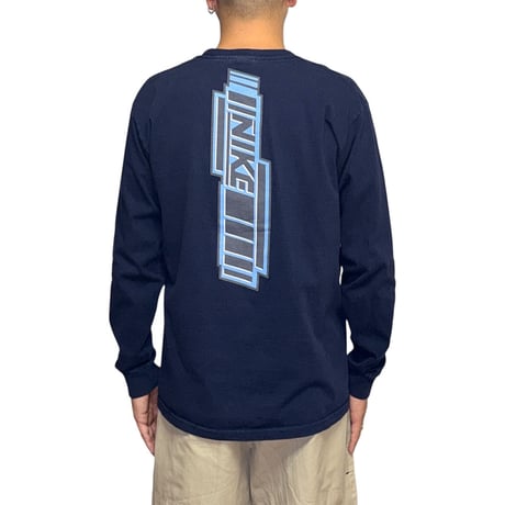 【USED】00's NIKE Tech Graphic Long Sleeve T-shirt Navy