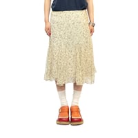 【USED】80's SILK ORGANDY FLOWER PATTERN SKIRT BEIGE ITALY