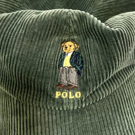【USED】90'S POLO SPORT RALPH LAUREN POLO BEAR CORDUROY CAP