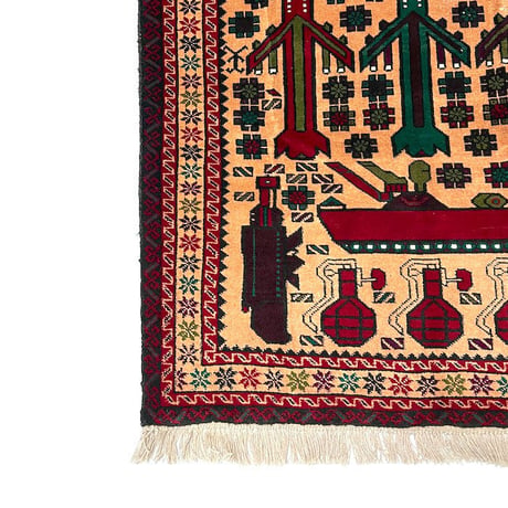 【USED】90'S-00'S HANDMADE AFGHAN WAR RUG ①