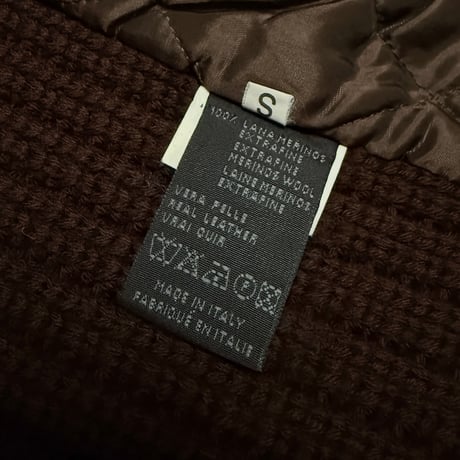 【USED】00's Leather & Rib-Knit Hybrid Zip Jacket Made in Italy