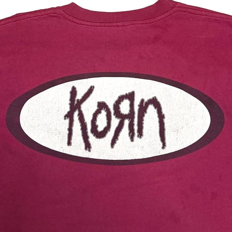 【USED】90's KORN Double-Sided Logo T-shirt Burgundy