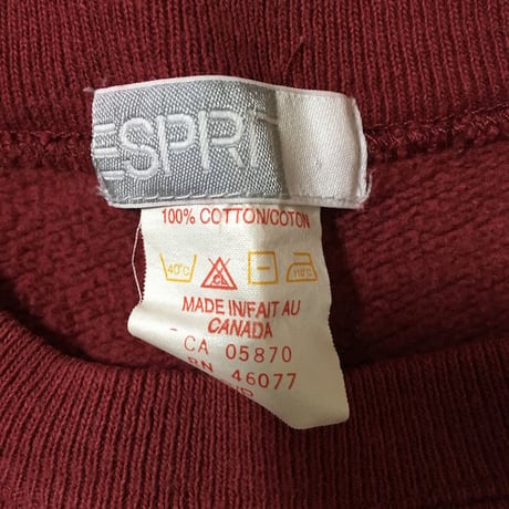 【USED】90'S ESPRIT SWEATSHIRT WINERED