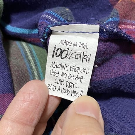 【USED】80'S STUSSY CHECK B.D. SHIRT