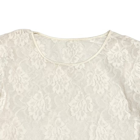 【USED】Vintage White Floral Mesh Sheer Lace Bodysuit