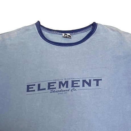 【USED】90's ELEMENT Skateboards Classic Logo Ringer T-shirt
