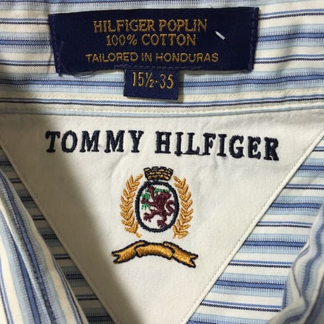 【USED】90'S TOMMY HILFIGER OVERSIZED  DOUBLE CUFFS STRIPE SHIRT