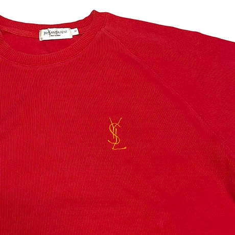 【USED】90's YVES SAINT LAURENT CASSANDRE LOGO RIBBED L/S TOP