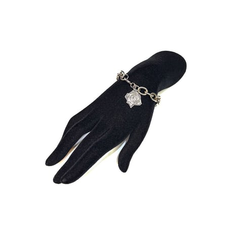 【USED】00's Paco Rabanne PARFUMS “Black XS for Her” Rose Charm Metal Chain Bracelet