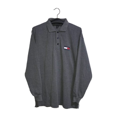 【USED】90'S BOOTLEG TOMMY HILFIGER L/S POLO SHIRT GRY