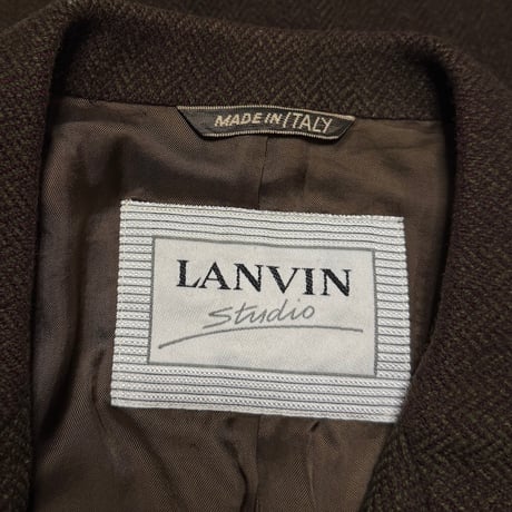 【USED】80's LANVIN Studio Brown Herringbone Double-Breasted Wool Jacket