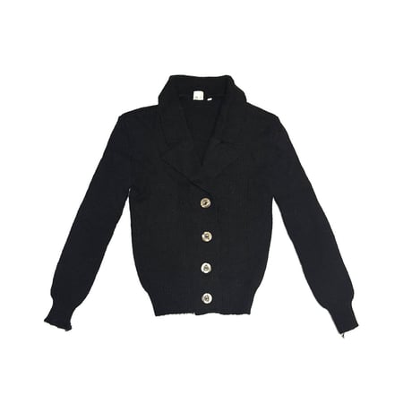 【USED】80's Tailored Knit Cardigan Black Made in Italy